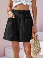 Full Size Pocketed Elastic Waist Shorts (2)