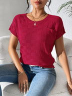 Round Neck Short Sleeve Knit Top (24)