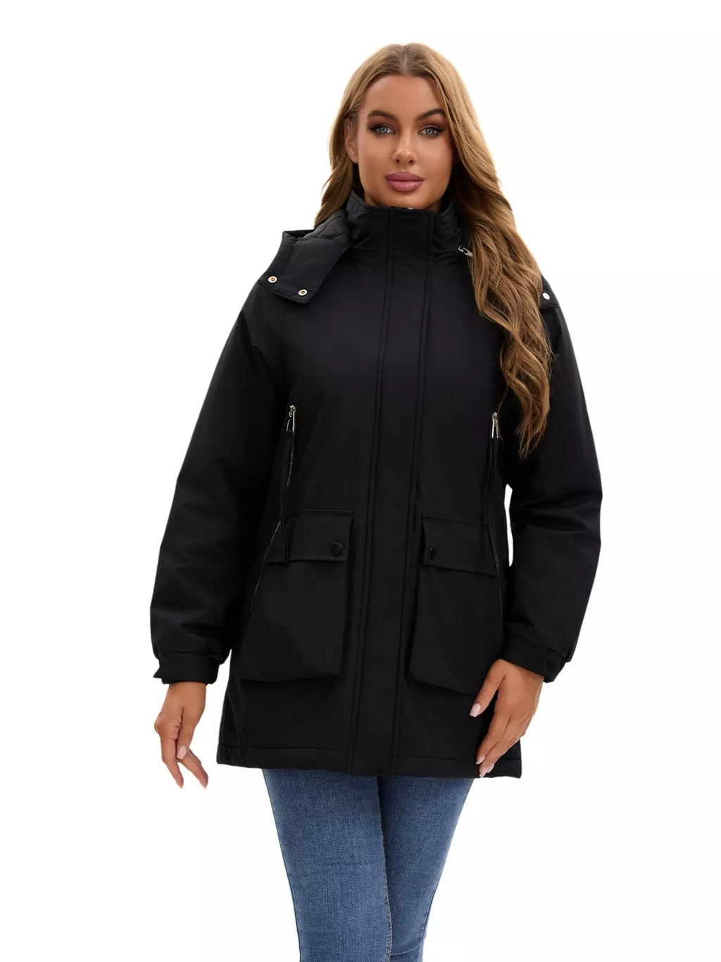 Full Size Zip Up Hooded Parka Outerwear Plus (11)