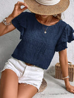 Round Neck Flounce Sleeve Blouse (14)