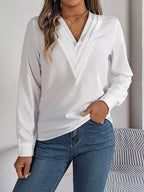 Layered V-neck Long Sleeve Blouse (33)