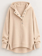 Full Size Snap Button Placket Dropped Shoulder Hoodie Plus (31)