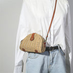 Semicircular Mini Straw Bag variant CJBHNSNS16486-Khaki