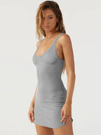 Scoop Neck Wide Strap Mini Dress (20)
