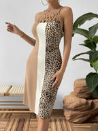 Leopard Block Cutout Sleeveless Knee-length Dress (5)
