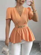 Surplice Short Sleeve Blouse (11)