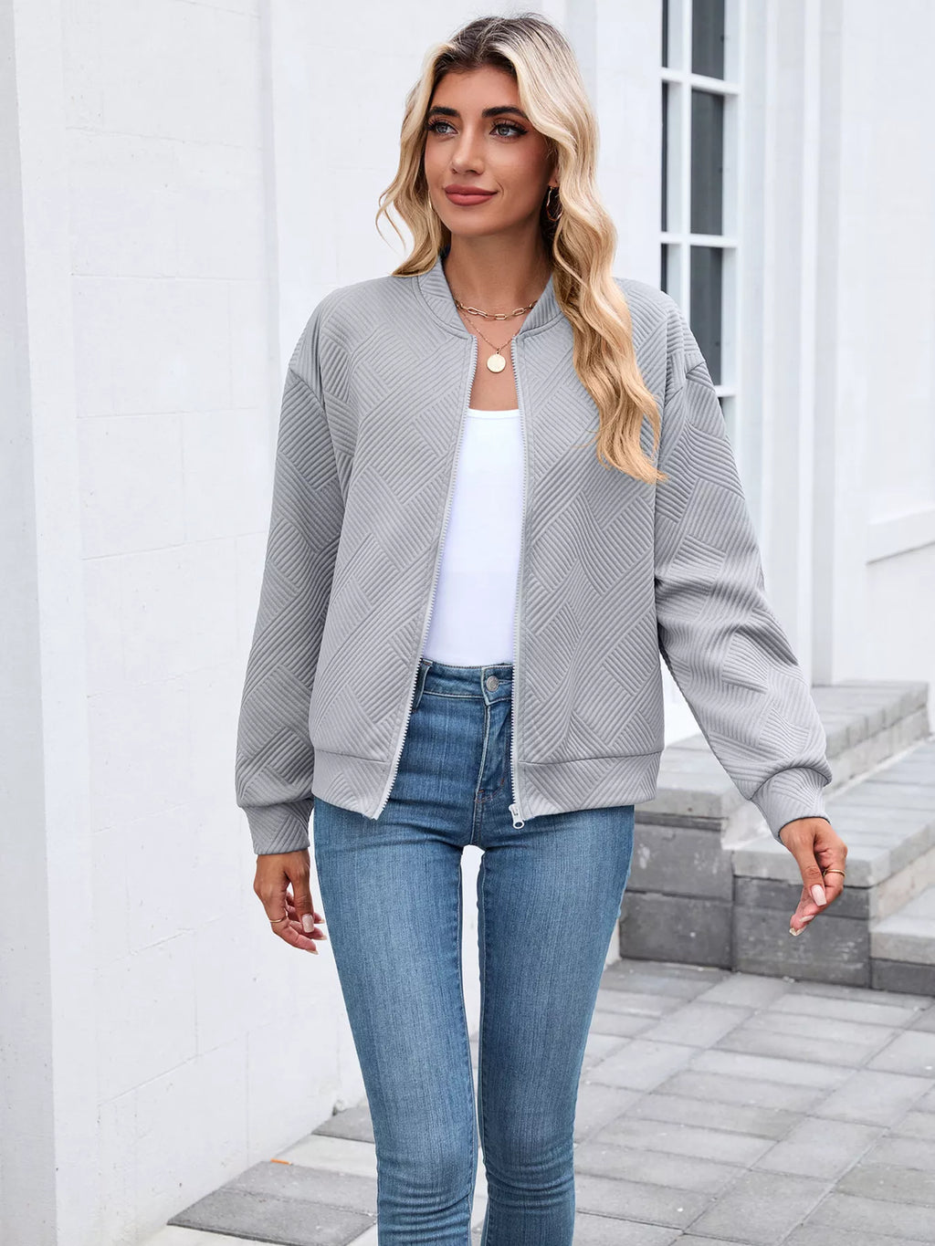 Textured Zip Up Jacket (2)