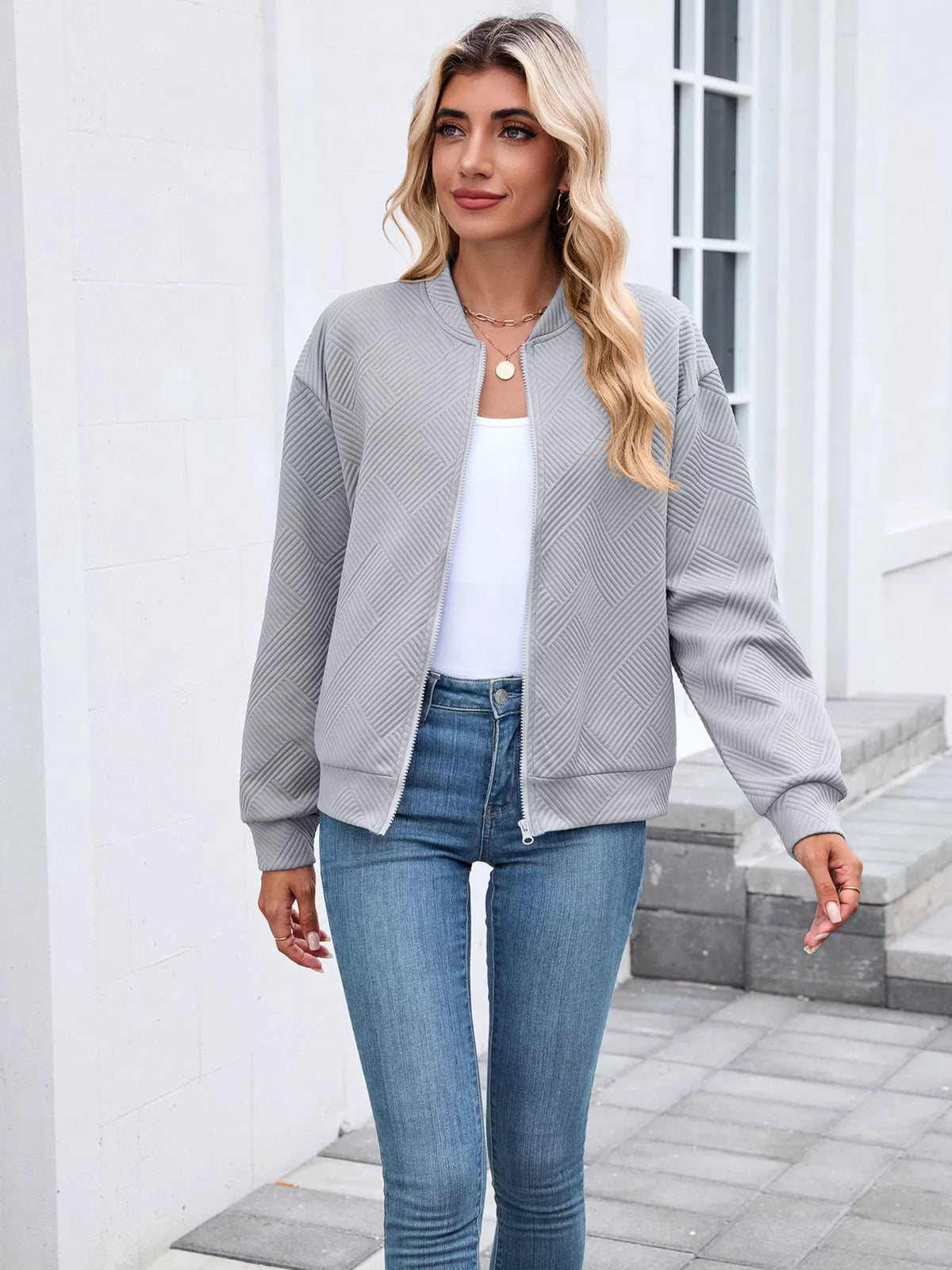 Textured Zip Up Jacket (2)