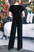 Drawstring Surplice Short Sleeve Jumpsuit (11)