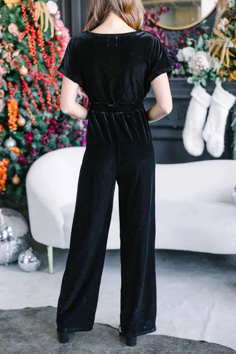 Drawstring Surplice Short Sleeve Jumpsuit (11)