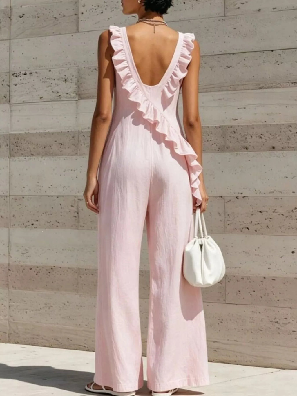 Ruffled V-neck Sleeveless Jumpsuit (4)