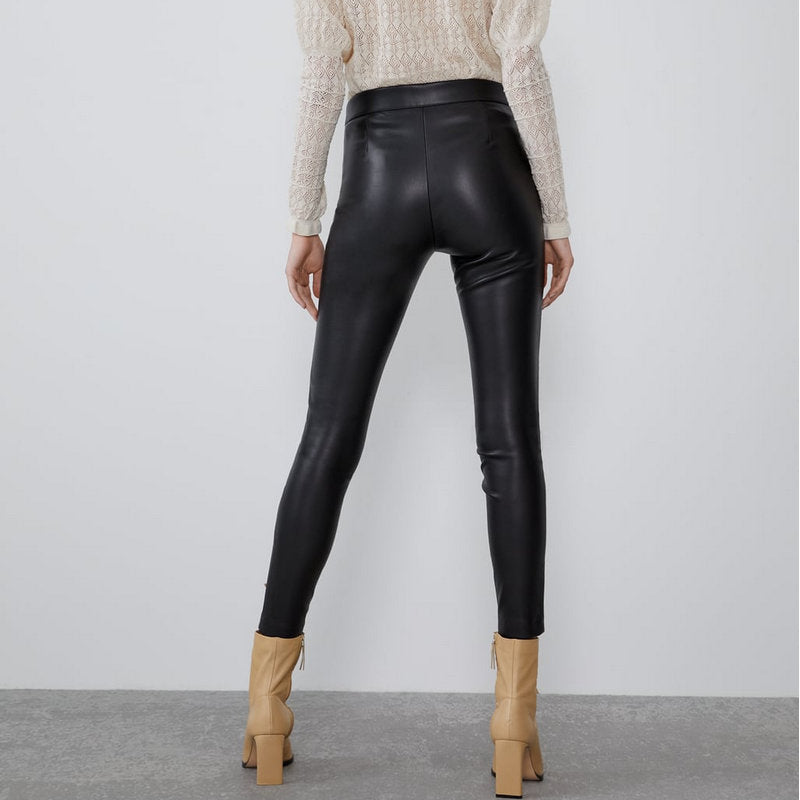Mid-rise Faux Leather Leggings photo 4