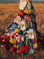 Floral Print High-waisted Maxi Skirt (3)