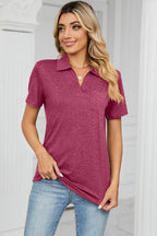 Johnny Collar Short Sleeve Blouse (23)