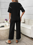 Round Neck Half Sleeve Top Pants Set (10)