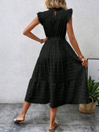 Tied Ruffled Cap Sleeve Midi Dress (16)