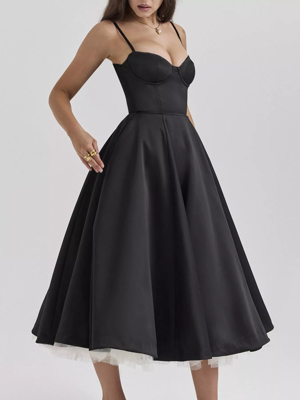 Sweetheart Neck A-line Midi Dress (2)
