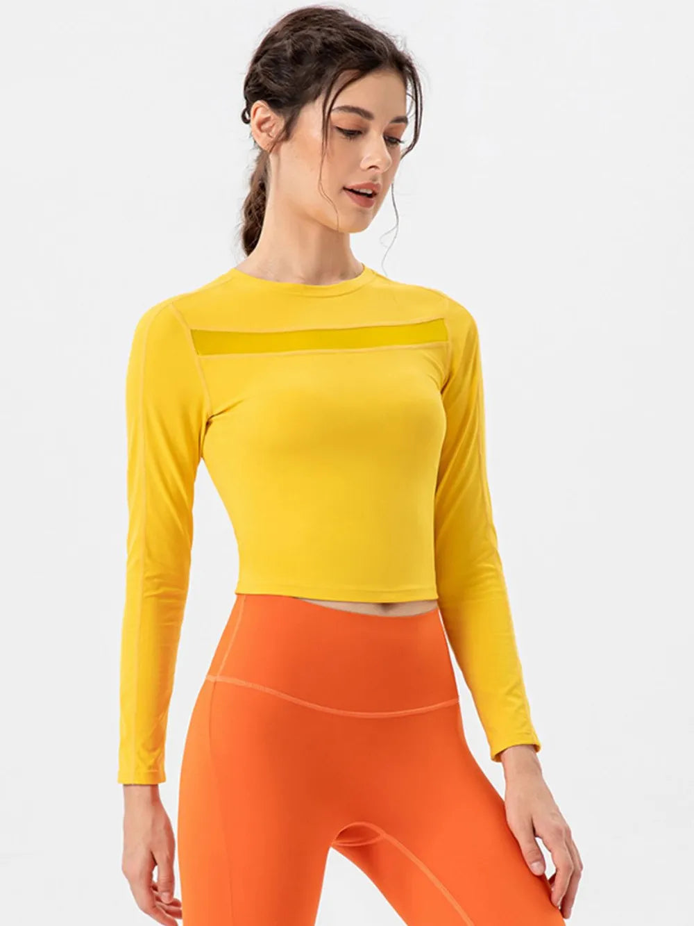 Round Neck Long Sleeve Active T-shirt (4)