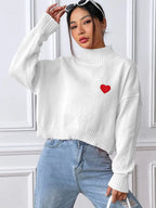 Heart Turtleneck Long Sleeve Sweater (8)