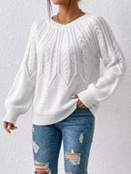 Cable-knit Round Neck Sweater (2)