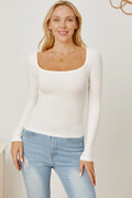 Square Neck Long Sleeve T-shirt