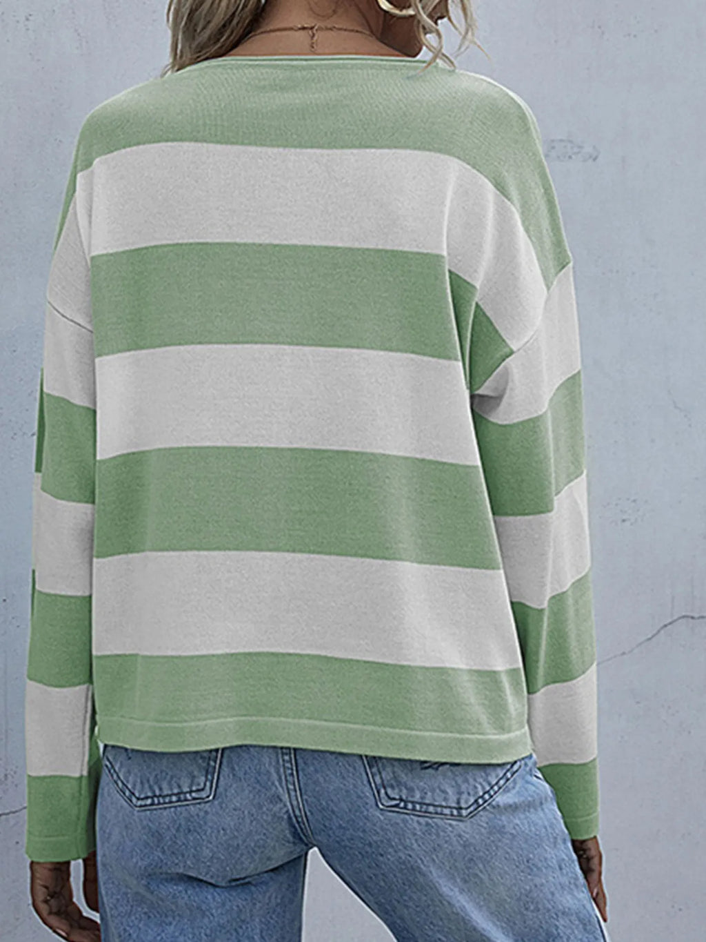 Striped Casual Long Sleeve Knit Top (12)