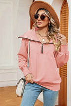 Half Zip Lantern Sleeve Sweatshirt (4)