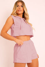 Hooded Crop Top Pocketed Shorts Set (8)