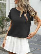 Round Neck Waffle Knit Top (8)