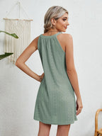 Eyelet Round Neck Sleeveless Dress (6)
