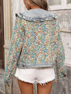Floral Ruffle Collar Denim Jacket (3)