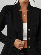 Textured Knit Button-front Blazer (2)