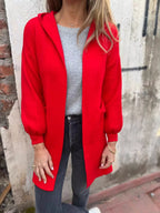 Full Size Open Front Drop Shoulder Hooded Cardigan Plus
