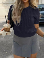 Cable-knit Short Sleeve Sweater (5)