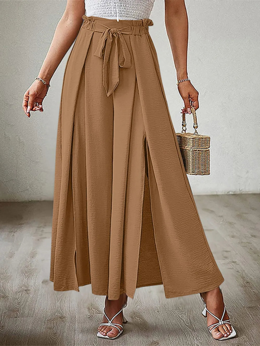 Tied Slit Wide Leg Pants (18)