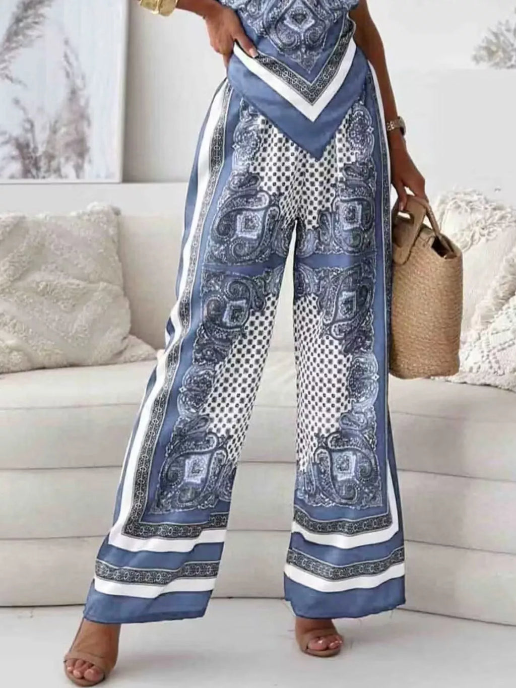 Tie Back Printed Cami Pants Set (24)
