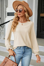 Round Neck Flounce Sleeve T-shirt (31)