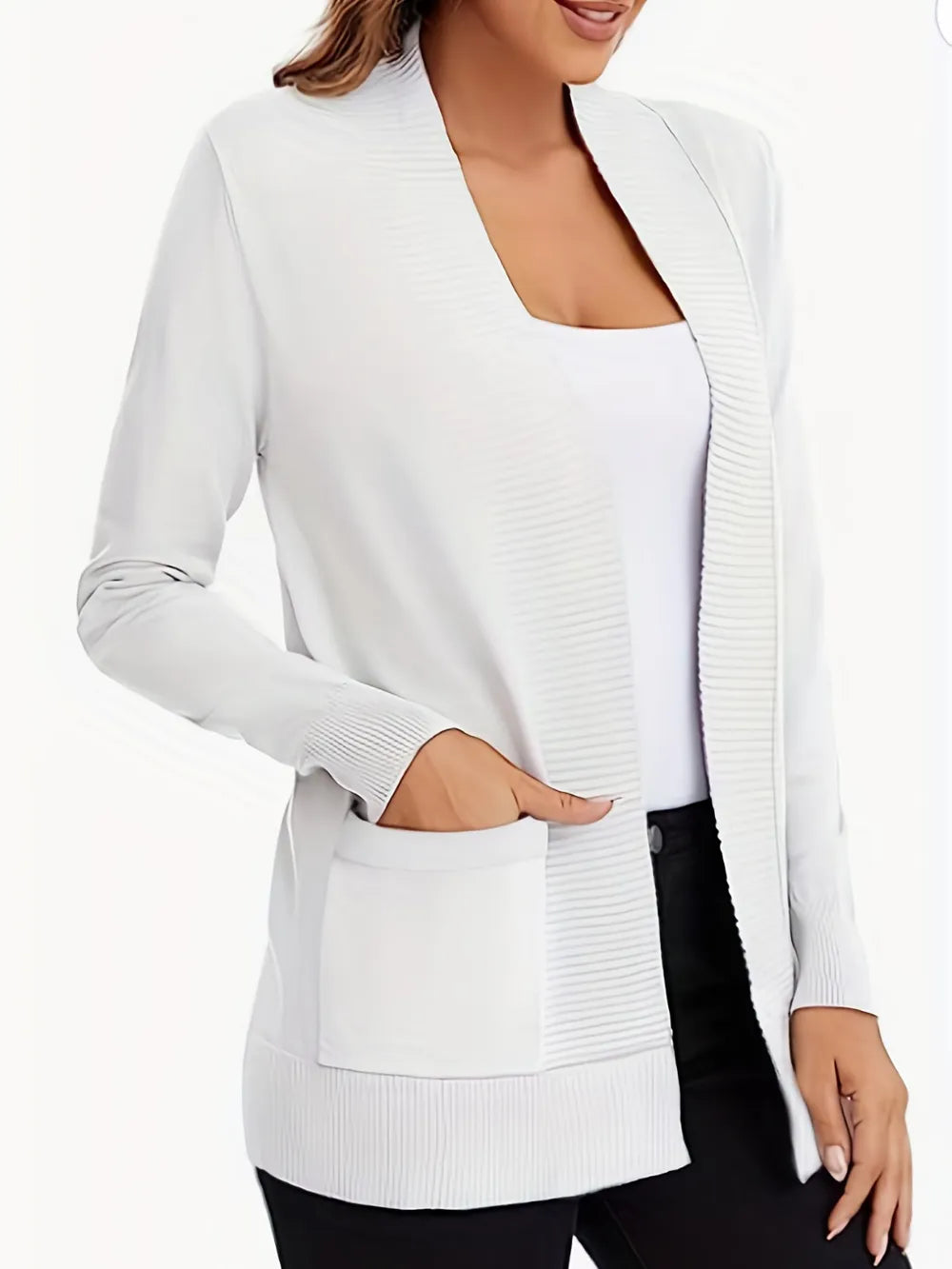 Open Front Long Sleeve Sweater Cardigan (20)