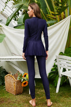 Mock Neck Long Sleeve One-piece Swimwear (6)