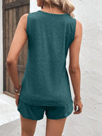 Casual Wide Strap Tank Top Shorts Set (3)