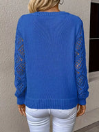 V-neck Crochet Sleeve Sweater (27)