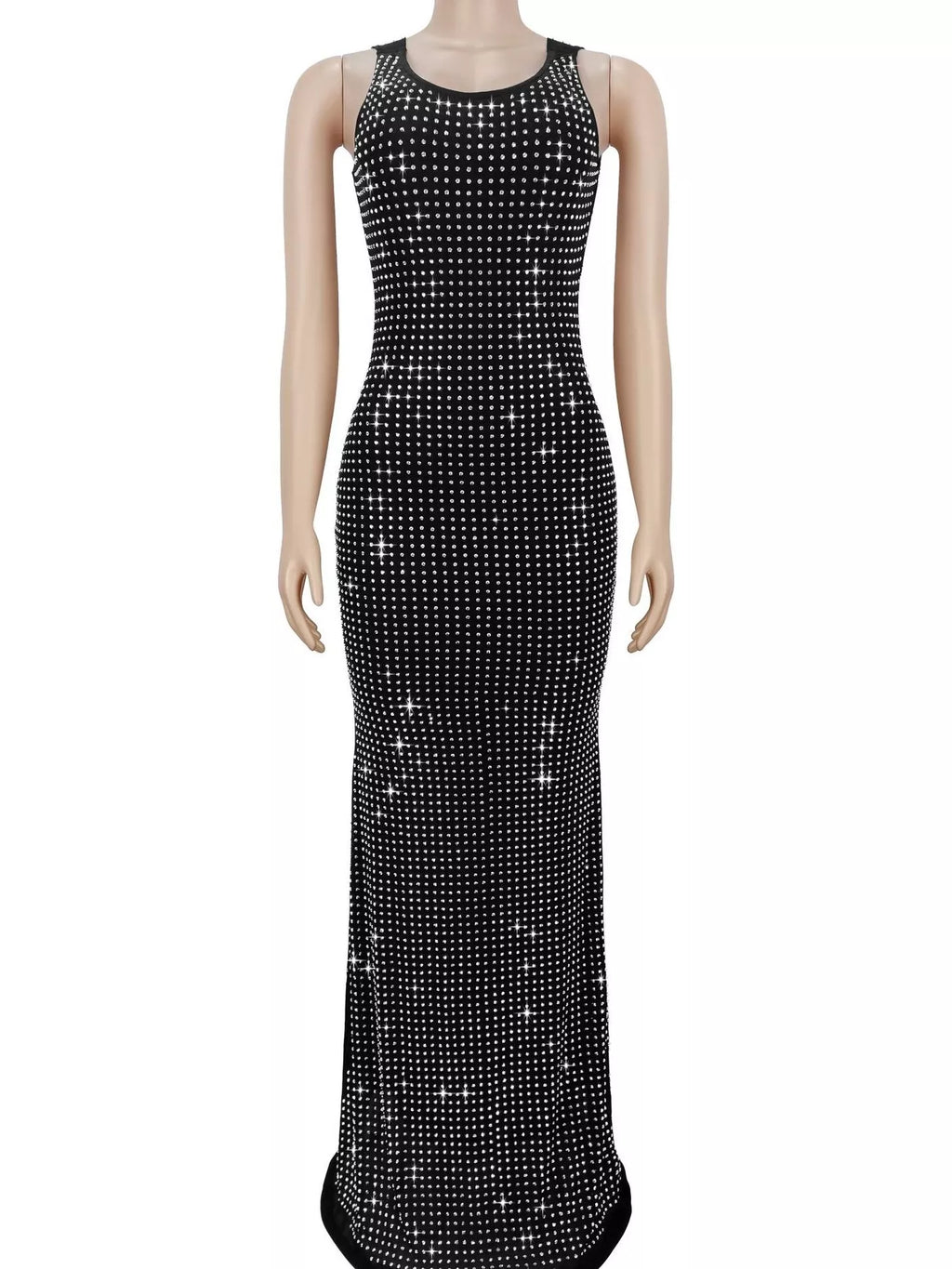 Sleeveless Rhinestone Embellished Bodycon Maxi Dress (3)