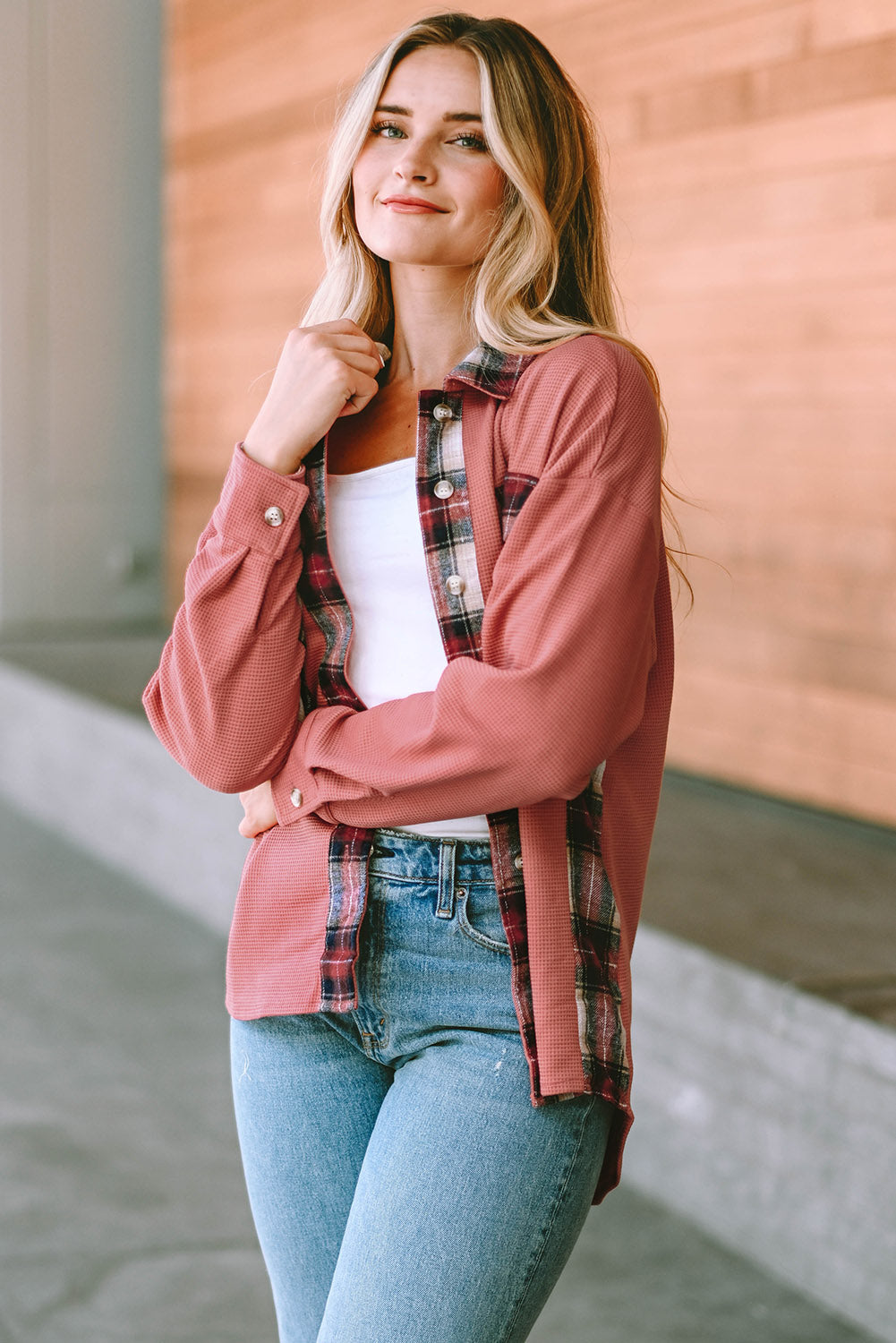Plaid Button Down Collared Jacket (3)