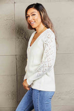 Rib-knit Plunge Raglan Sleeve Cardigan (3)
