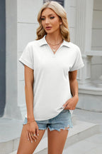 Johnny Collar Short Sleeve Blouse (15)