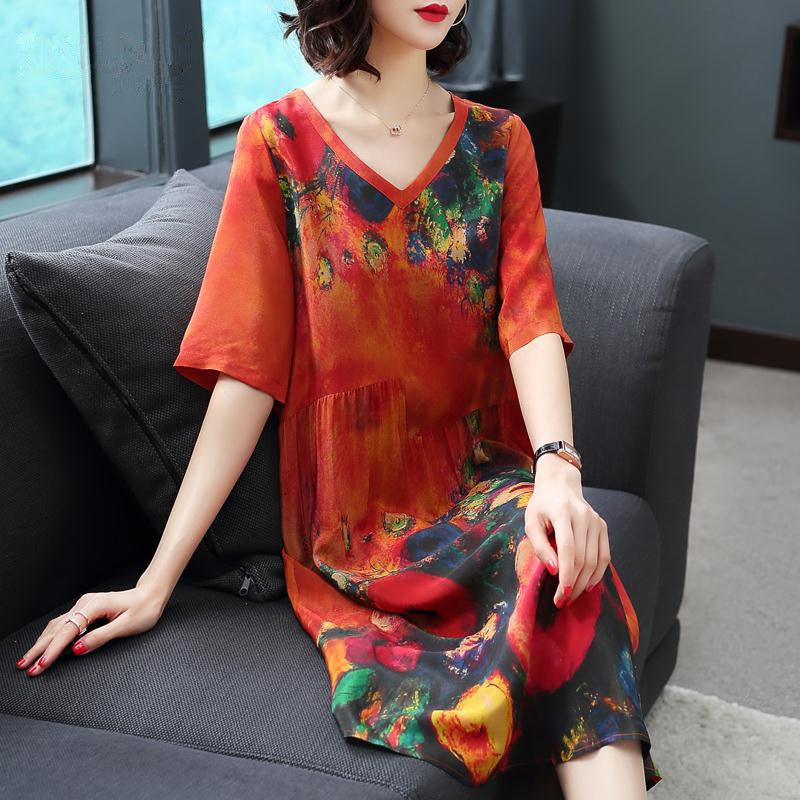 Printed Silk Dress photo 1