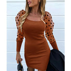 Polka Dot Dress variant CJNSSYLY06353-Khaki-L|CJNSSYLY06353-Khaki-XL|CJNSSYLY06353-Khaki-S|CJNSSYLY06353-Khaki-M