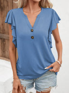Notched Cap Sleeve T-shirt