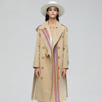 Stripes Double-breasted Trench Coat British Slim Waist photo 4