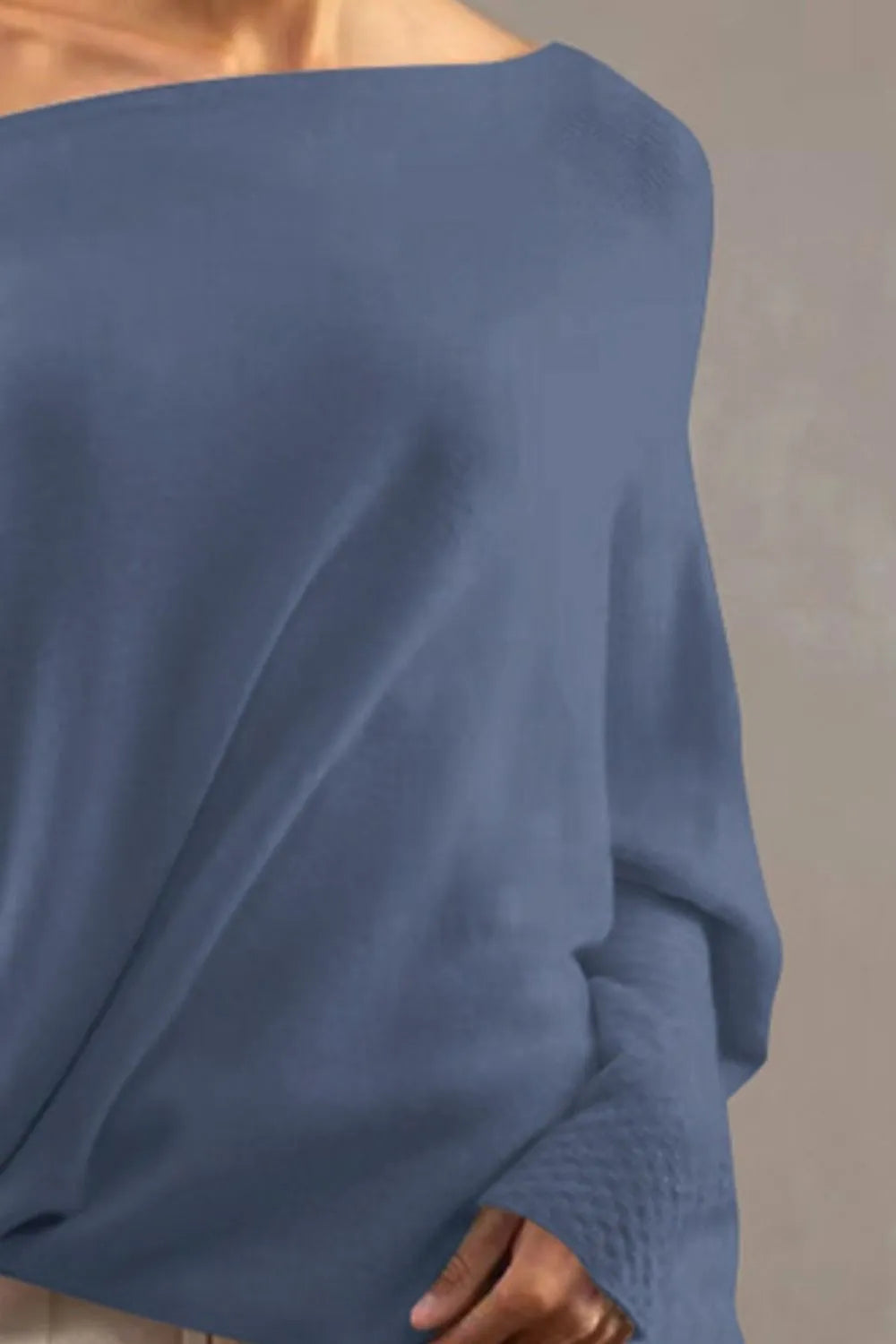 Full Size Boat Neck Batwing Sleeve Knit Top (24)